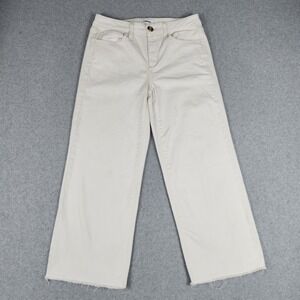 Sonoma Wide Leg Crop Jeans Womens 4 White Denim High Rise Stretch Boho Raw Hem